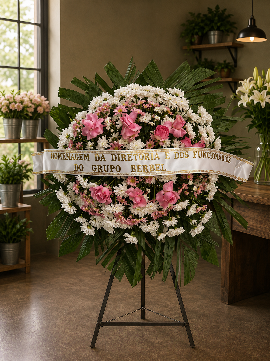 Coroa Essencial — coroa de flores para velório