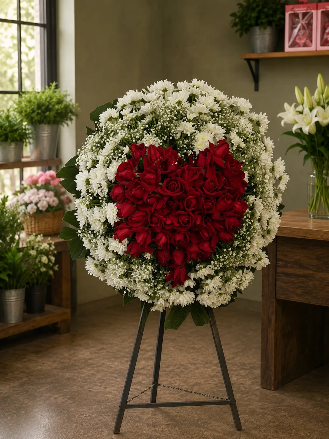 Coroa Coração — coroa de flores para velório